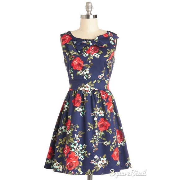 Modcloth Dresses & Skirts - ModCloth Pennsylvania Polka Dress in Floral Navy